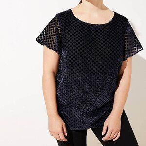 LOFT Plus - Velvet Dot Flutter Sleeve Top - Size 16W – Blue